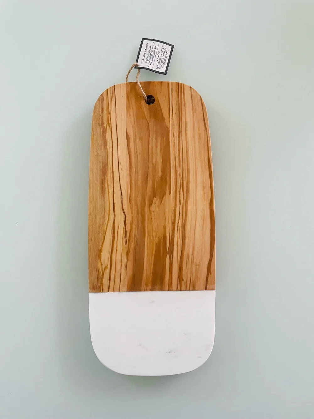 Williams Sonoma - Olivewood & White Marble Rectangular Cheese Board
